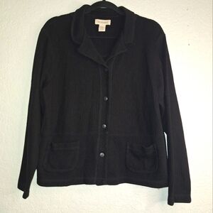 Bechamel Black Button Down Jacket Size L Lightweight Pockets Stretch